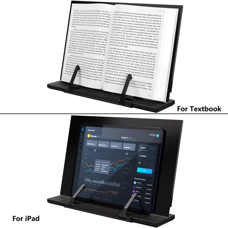Readaeer Metal Book Stand for Desk Portable Document Holder for Cook Book, Music Book, iPad, Laptop, Reading Rest with 7 Adjustable Positions and Page Paper Clips - Image 5